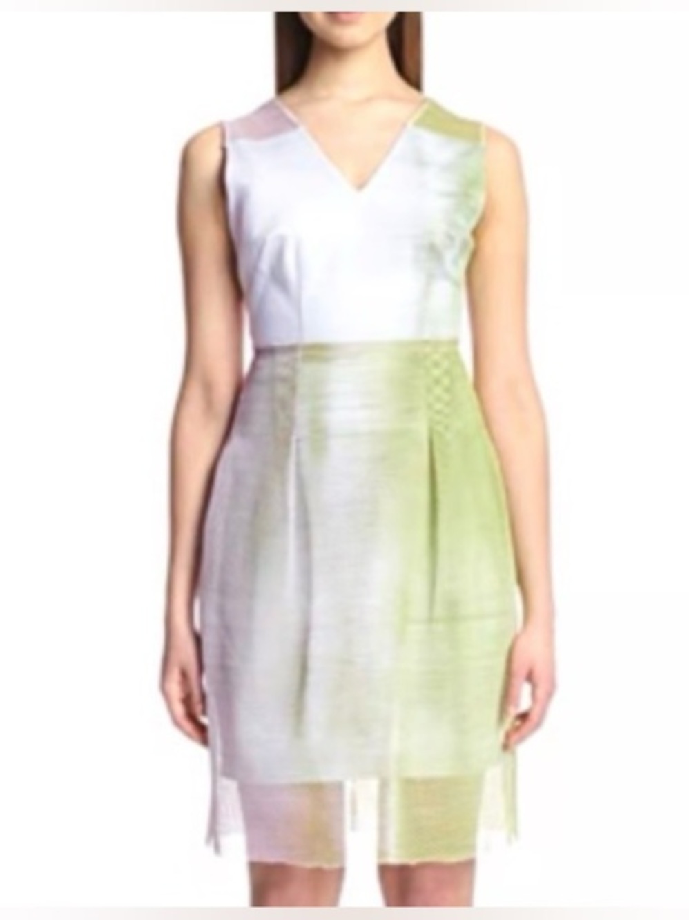 Elie Tahari Ally Dress Soft Citrus Detachable Mesh Skirt Overlay Size 2